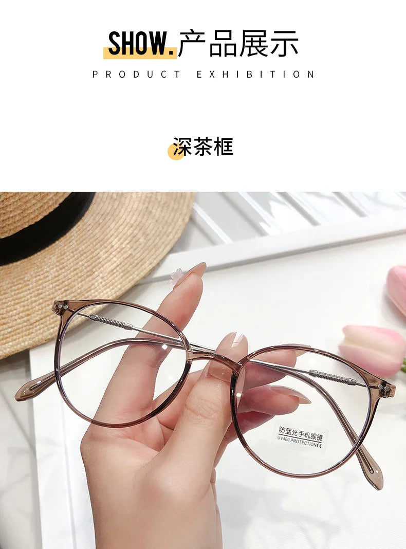 New TR90 Myopia Frames for Men and Women Retro Oval Spring Leg Optical Frames Fashion Hot Sale Glasses Frames Wholesale