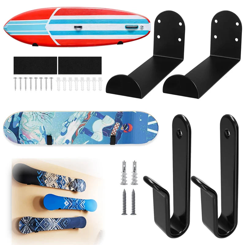 Universal Board Wall Mount Rack Stainless Steel Skate Surf Snowboard Longboard Wakeboard Storage Display Organizer Garage Home