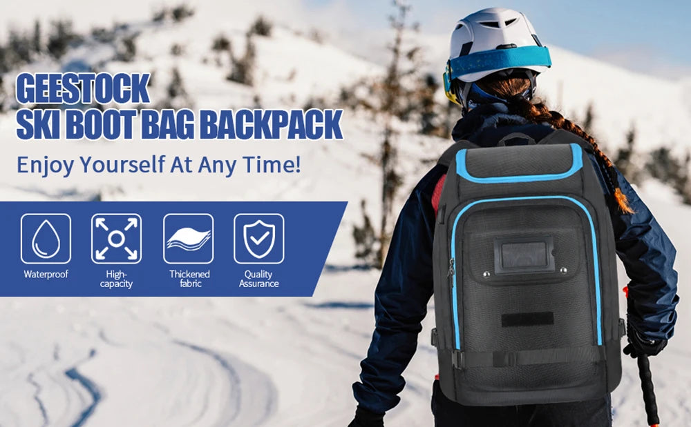 Ski Boot Backpack for Ski Travel, Wet Dry Separation Keeps Boots and Gear Organized, Large Capacity Water-Resistant Storage