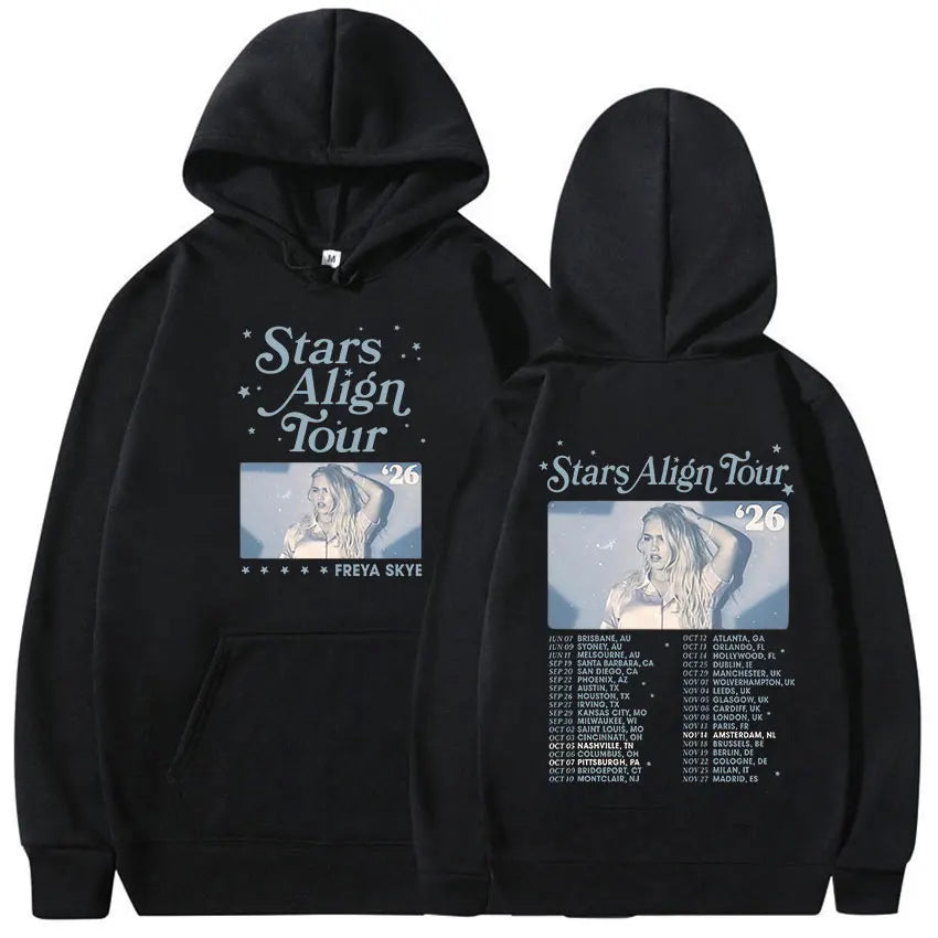 Freya Skye Stars Align Tour 2026 Print Hoodie Men Women Fashion Oversized Vintage Sweatshirt Fleece Clothing Long Sleeve Hoodies
