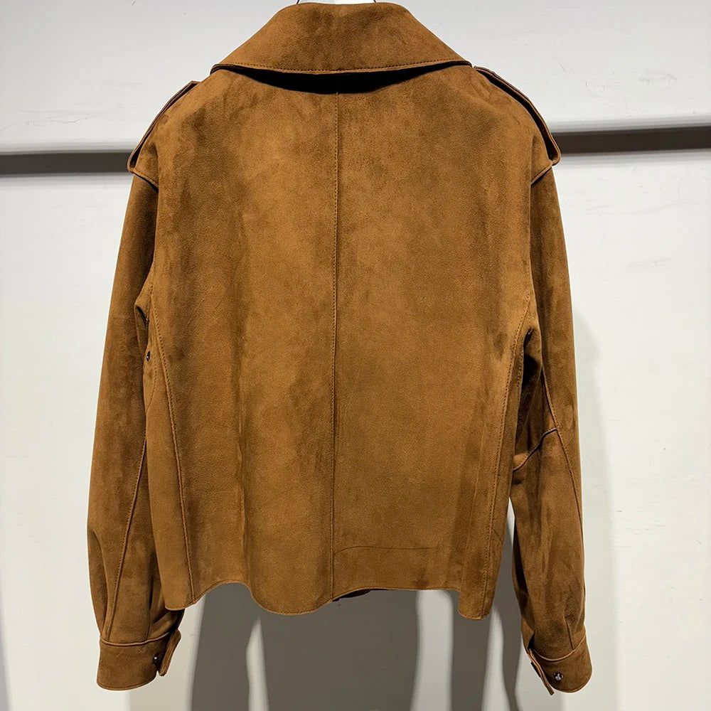 YOLOAgain Oversized Real Leather Jacket Women Sheepskin Coat