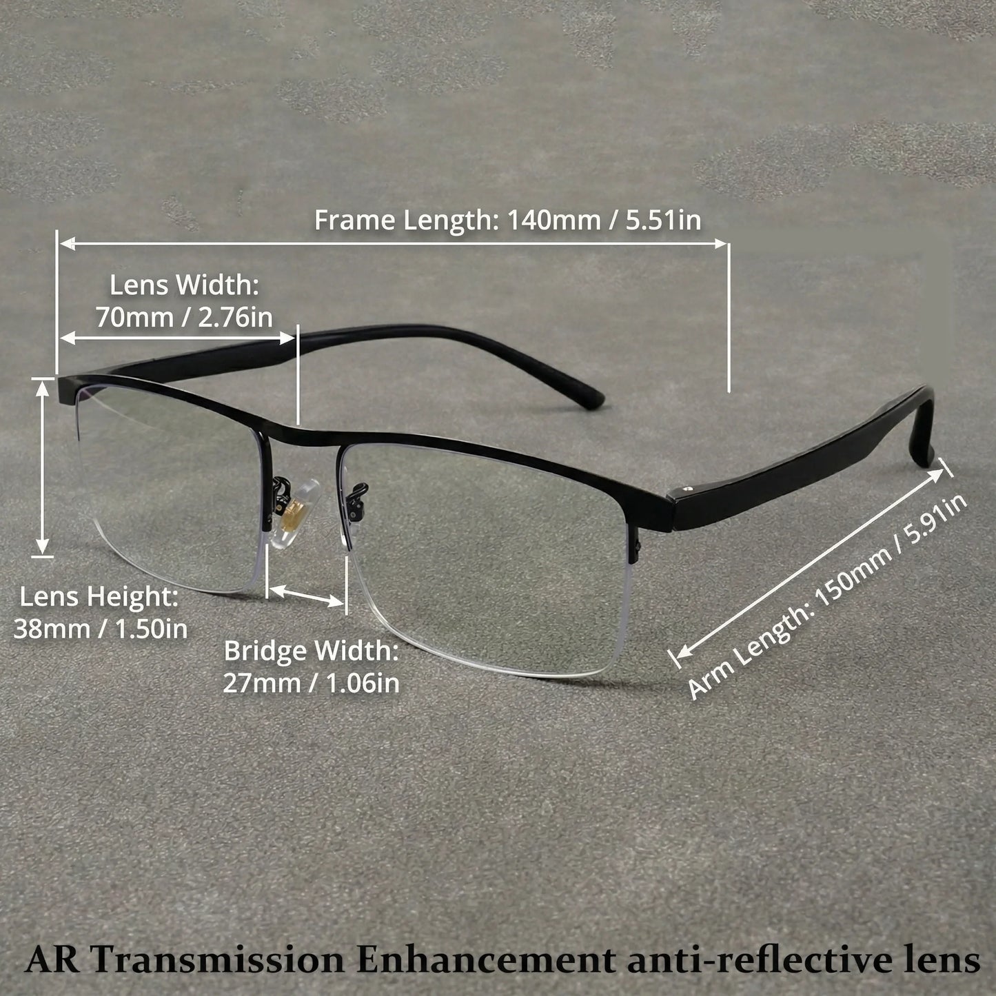 Men Classic Semi-Rimless Reading Glasses With Green Coating High-Definition Lens Comfortable Fit Suitable Home Office Use Gift
