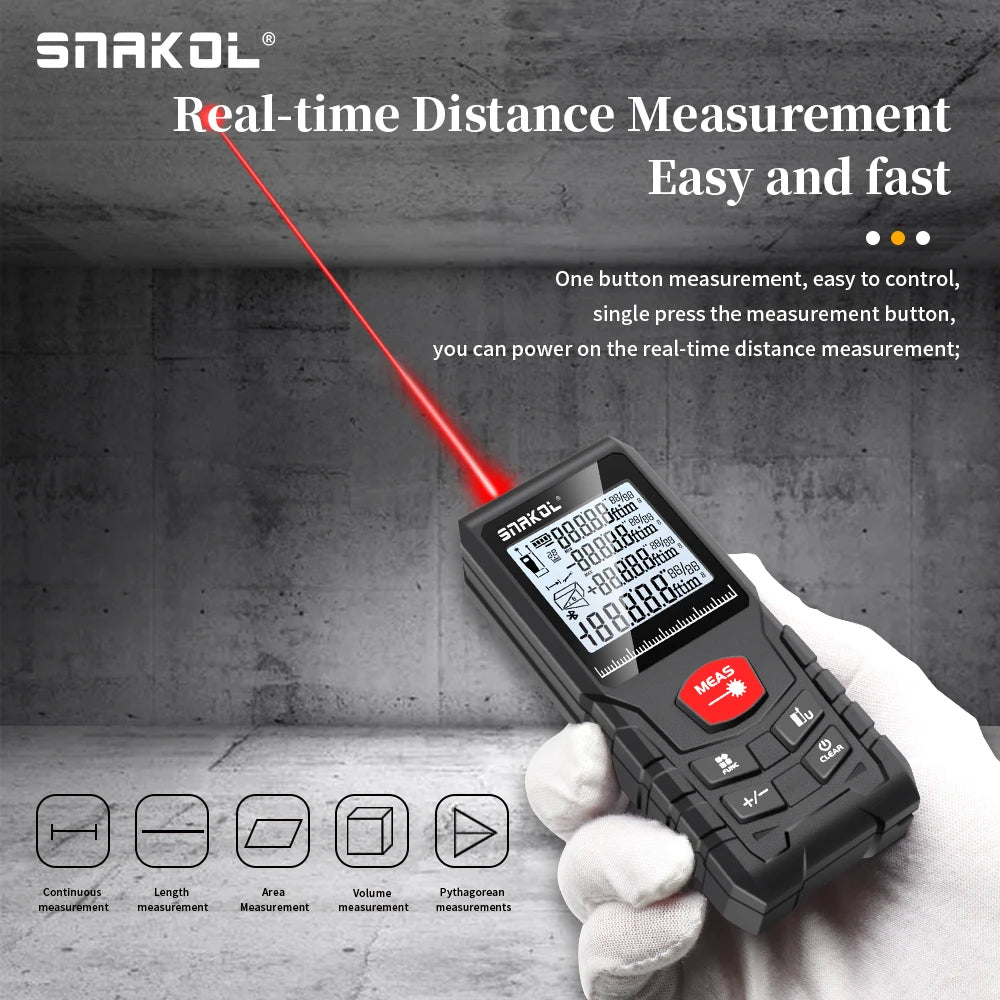 Snakol Laser Distance Meter 50m 70m 100m 120m Rangefinder Profesional Range Finder Digital Tape Measure Ruler Test Tools