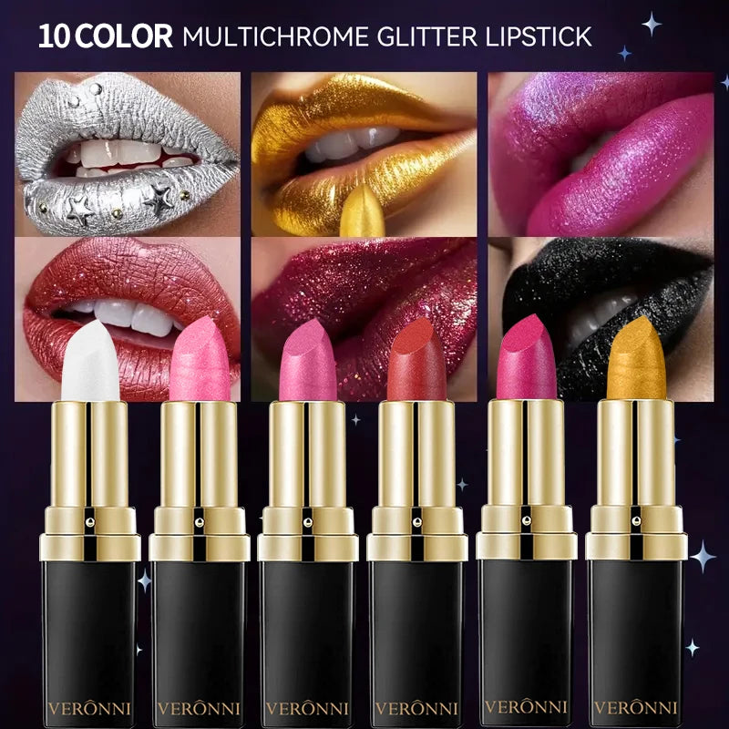 Glitter Lipstick,Sparkling Lip Gloss Lip Balm,Starry Shimmer,Moisturizing Lip Balm,Long-Lasting Lip Makeup Music Festival