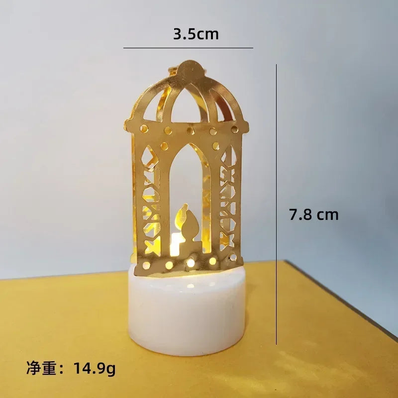 Ramadan Decoration Eid Mubarak Iron Candle LED Light Ornament Islam Muslim House Party Decoration Gift Not Include Battery