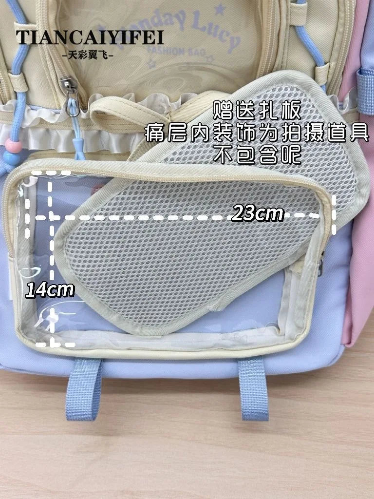 School Bag Ita Bag Young Girl School Backpacks Girl Ins Sweet Japanese Backpack Y2K Transparent Display Bag Large Backpack