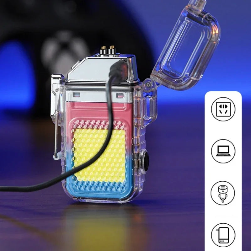 Waterproof Watch Lighter Windproof USB Plasma Rechargeable Lighter Outdoor Portable Smoking Cigarette Lighter Men's Watch Gift
