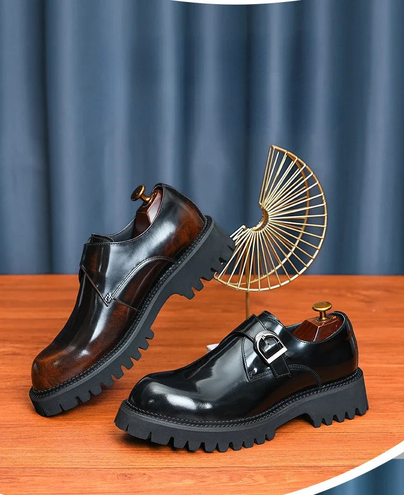 Italian Patent Leather Mens Dress Shoes Luxury Brand Handmade Fashion Platform Elegant Genuine Leather Wedding Oxfords Shoes Man