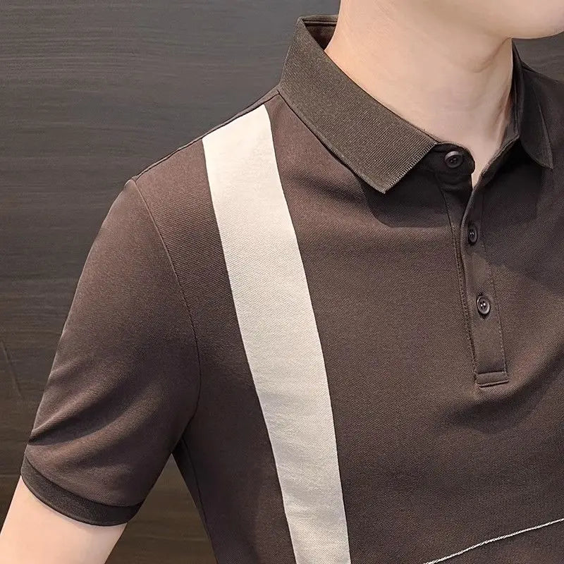 Summer Men's Clothing 2025 New Summer Top Cool and Stylish Ice Silk Trendy Brand Polo Shirt