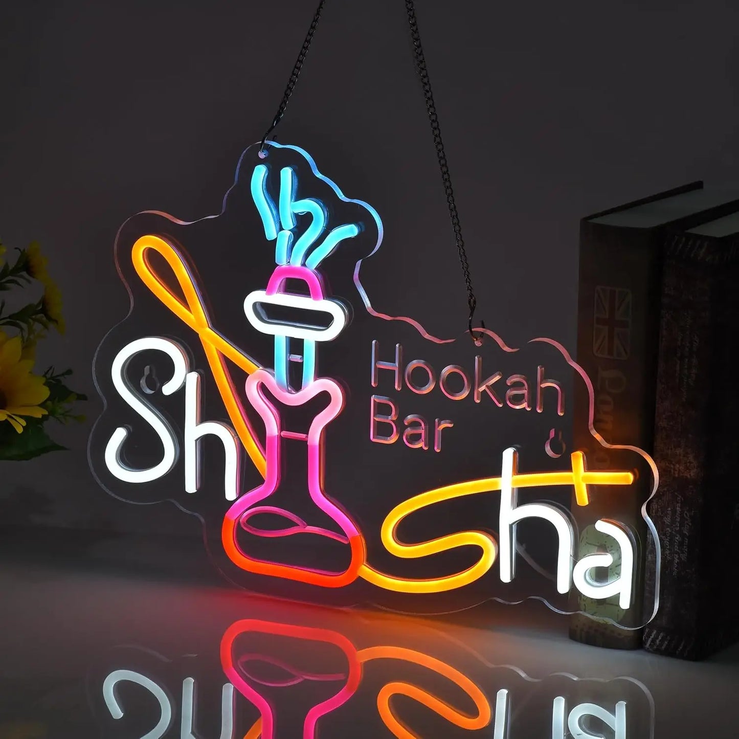 Shisha Neon Sign Shisha Hookah Neon Light Dimmable Hanging Wall Decor for Restaurant Smoke Home Man Cave Louge Shop Bar Pub