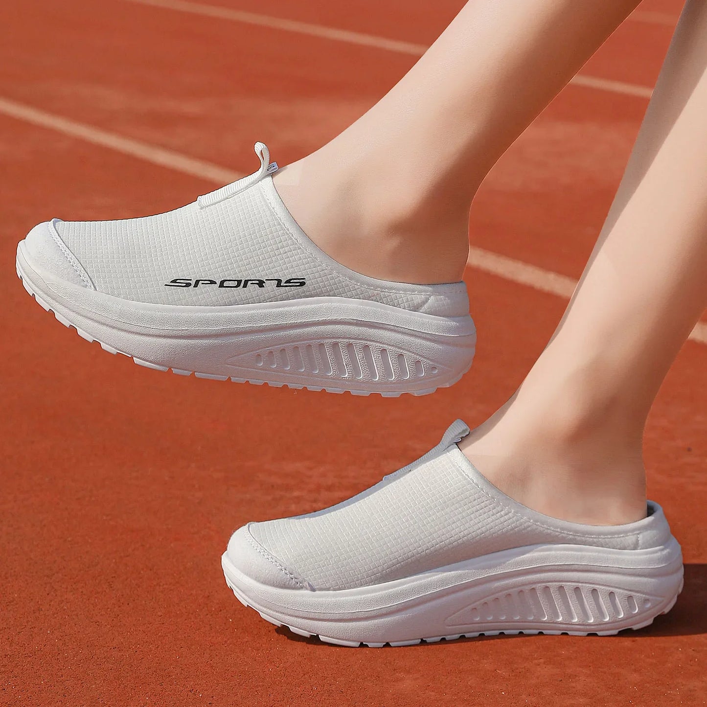 Ladies' Half Dragged Thick Soled Shoes Are Casual Lightweight and Breathable Increasing The Height for Lazy People To Step On