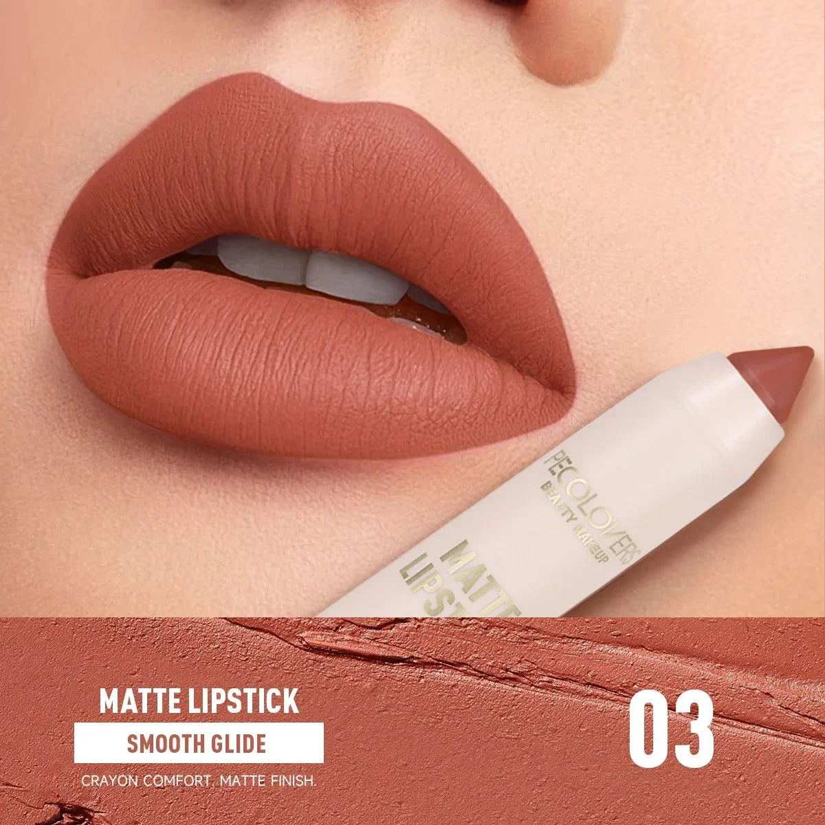 1PC Waterproof Matte Lipstick Pen-Long-Lasting, Waterproof, Moisturizing Formula in Various Shades of Pink, Red, and Nude