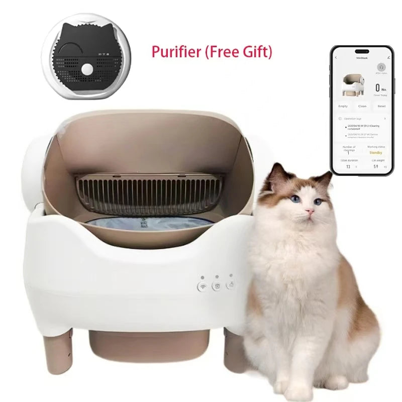 Automatic Smart APP Cat Litter Box Self Cleaning Fully Enclosed Cat Litter Box Pet Toilet Litter Tray with Free Gift Purifier
