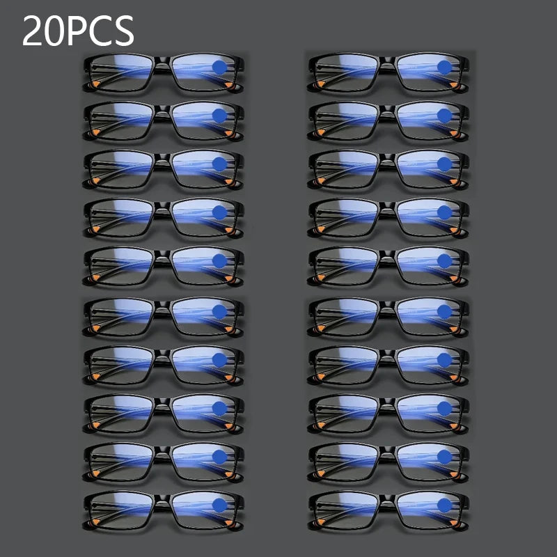 Viewring 20Pcs Square Frame Reading Glasses with Fashionable Color Matching and Presbyopia Glasses Suitable for Men and Women