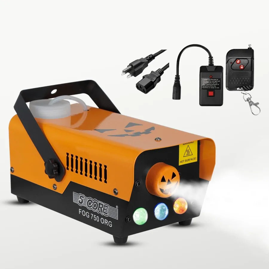 5 Core Fog Smoke Machine 750W 2700CFM LED Lights Effect Low Lying Indoor 250ML Fog Maker with Fogger for Halloween with 1 Wired