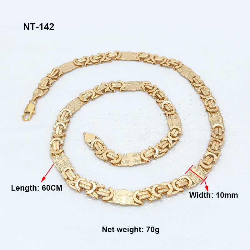 African Jewelry Big Set For Women Men Necklace Dubai Three Color Charm Bracelet Jewellery Xmas Daily Wear Party Gifts
