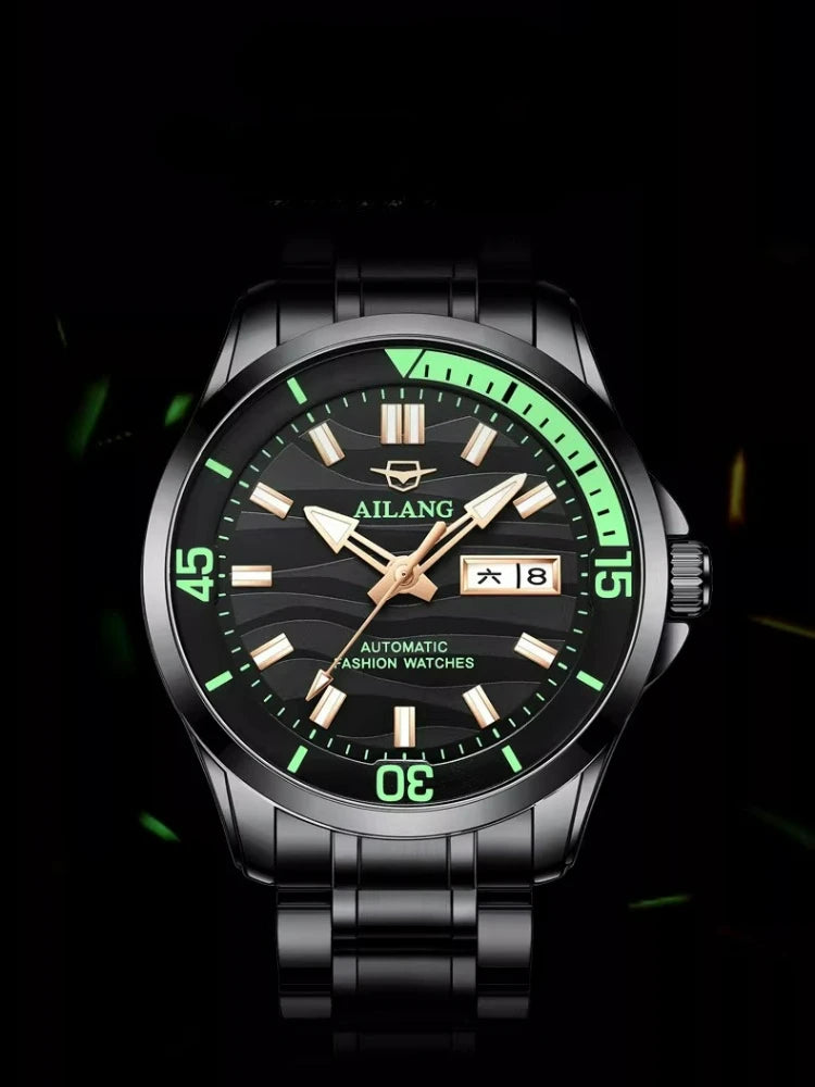 AILANG Men's Automatic Mechanical Watch Luxury Sports Waterproof Multi-Functional Wristwatch with Calendar Fashionable Brand