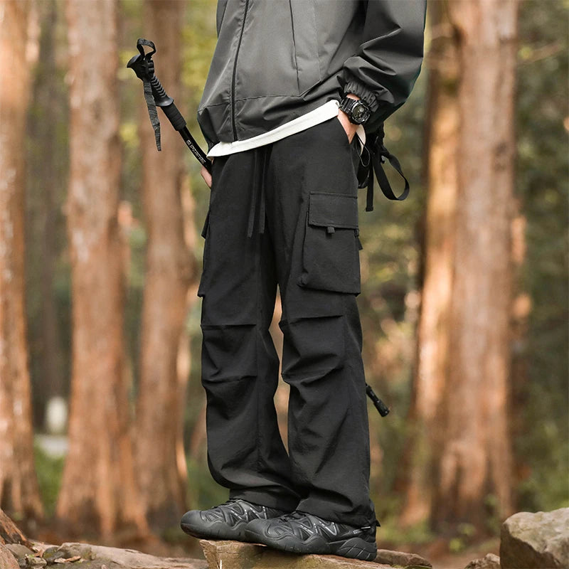 Pants men's four seasons tide loose work pants hundred straight sports paratrooper pants drawstring punch casual pants