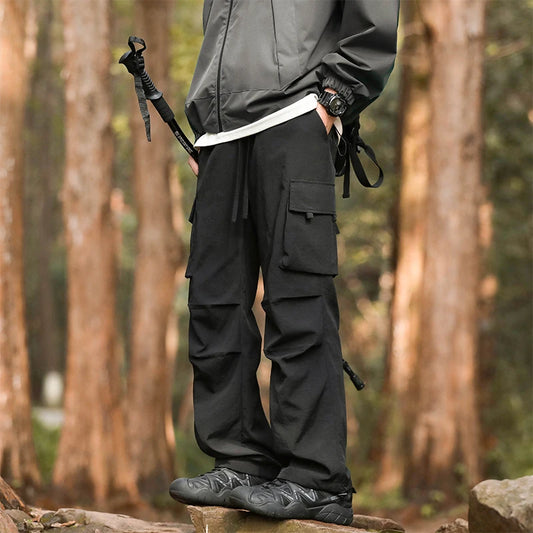 Pants men's four seasons tide loose work pants hundred straight sports paratrooper pants drawstring punch casual pants