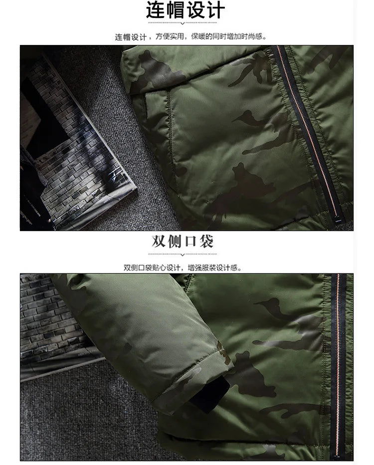 Men's Winter Warm White Duck Down Jackets Men Outwear Thick Snow Parkas Hooded Coat Male Casual Thermal Windproof Down Jacket