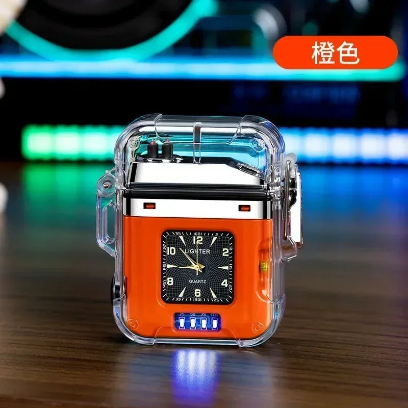 Waterproof Watch Lighter Windproof USB Plasma Rechargeable Lighter Outdoor Portable Smoking Cigarette Lighter Men's Watch Gift