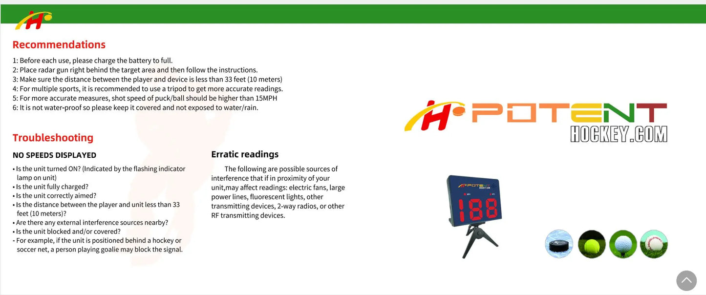2026/Speed Radar  for Hockey Baseball Tennis Golf Speedometer for Hockey Equipment Super Speed Radar