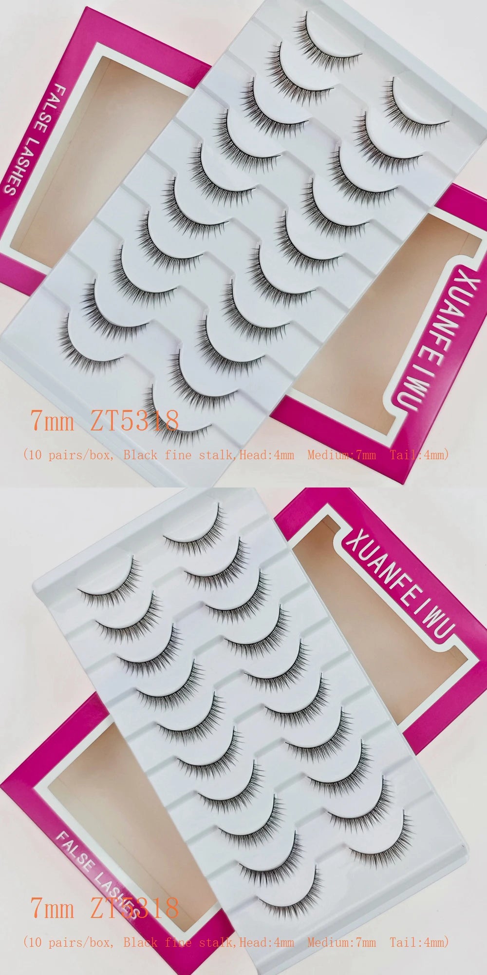 Xuanfeiwu Natural Short Style No-Makeup Look Sparse Full-Strip Ultra-Natural Realistic One-Piece Natural-Looking False Eyelashes DIY Self-Application Beginner Light Makeup Eyelashes