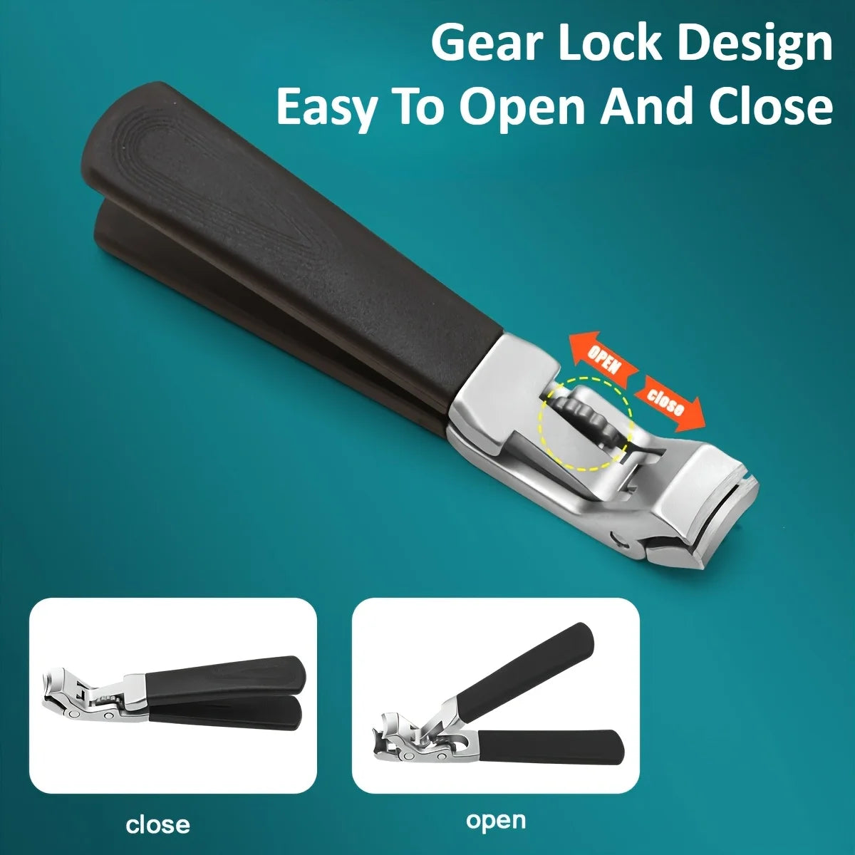Heavy-Duty Professional Nail Clipper with Splash Prevention & Nail Catcher - Long Handle Elbow Design Sharp Blades