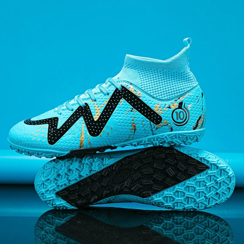 Adult Professional FG/TF Soccer Shoes Non-Slip Long Spike Football Boots Young Kids High Ankle Cleats Grass Soccer Sneakers ﻿