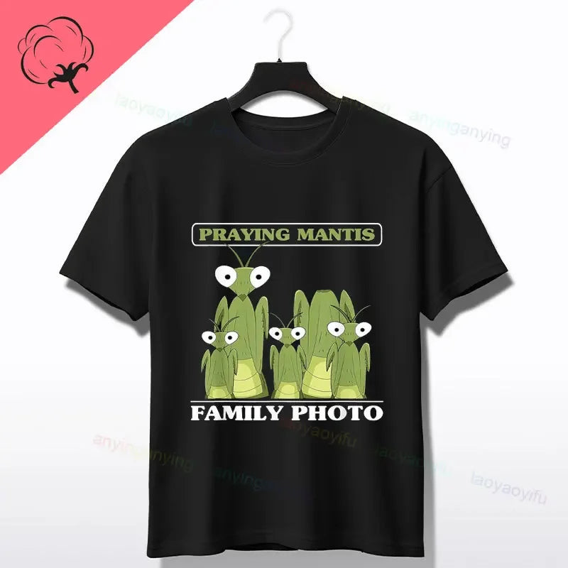 Praying Mantis Insects Bug Love Praying Mantis- Retro T-Shirt 100% Cotton Short Sleeve O-neck Tee Humor Style Design Casual Wear