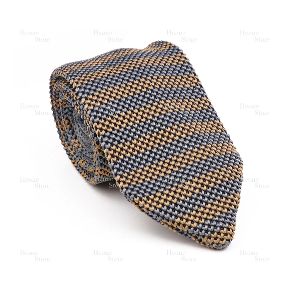 New Mens Knitted Ties Classic Striped Skinny Necktie For Business Wedding Party British Style Necktie Winter Neck Wear Accessory