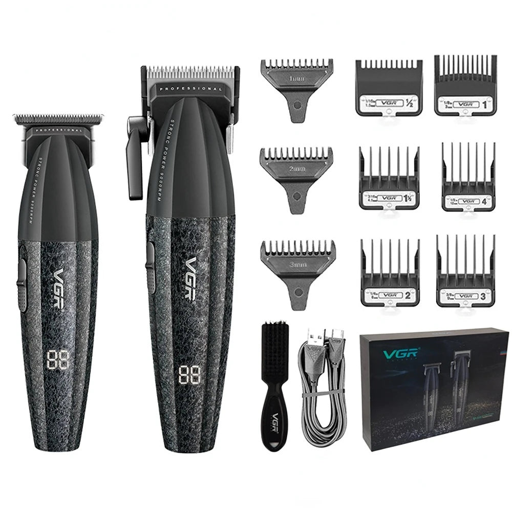 VGR Hair Trimmer Professional Clipper Cordless Barber 9000 RPM Rechargeable Hair Cutting Machine Metal Trimmer for Men V-640