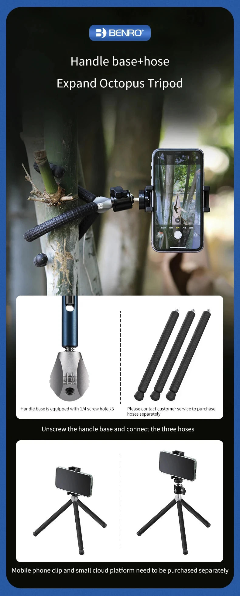 Benro CyanBird Blue bird Carbon Fiber Tripod CB259AFK/CFK/258 Camera SLR Stand Aluminum head Micro Single Handle hold W/FS20PRO