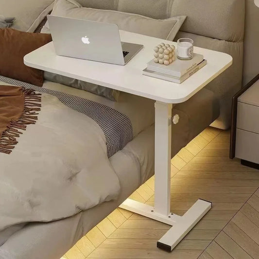 Stainless Steel Small Edge Table Bedside Table Household Mobile Desk Bedroom with Wheels Easy Lifting Learning Desk Workbench