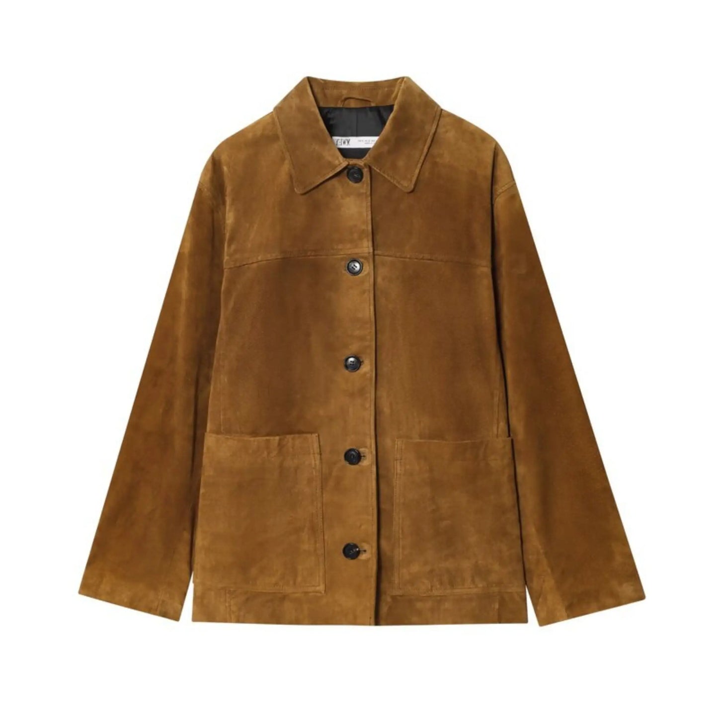 Women's Loose Long Sve Faux Leather Jaet Autumn New Arrival Versatile Outerwear Warmth Faion Sle Button Closure