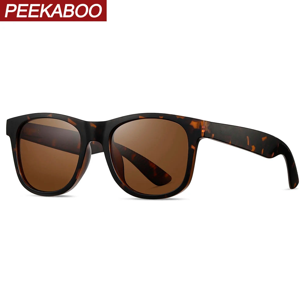 Peekaboo outdoor polarized sunglasses fashion men driving square sun glasses uv400 male travel accessories 2025 brown green