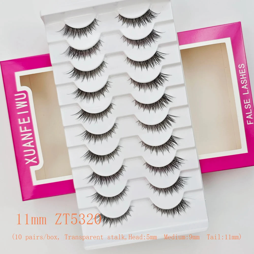 Xuanfeiwu Natural Short Style No-Makeup Look Sparse Full-Strip Ultra-Natural Realistic One-Piece Natural-Looking False Eyelashes DIY Self-Application Beginner Light Makeup Eyelashes