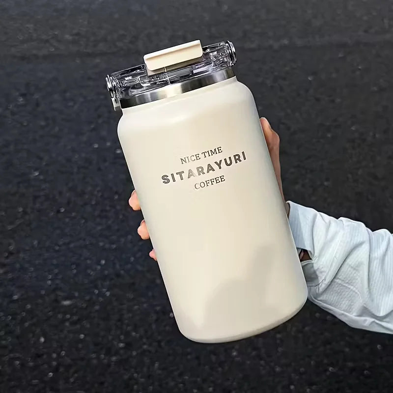 1.2L/1.5L Large Capacity Stainless Steel Insulated Water Bottle - with Wide Handle, Portable Outdoor Large Kettle,Hiking Bottle