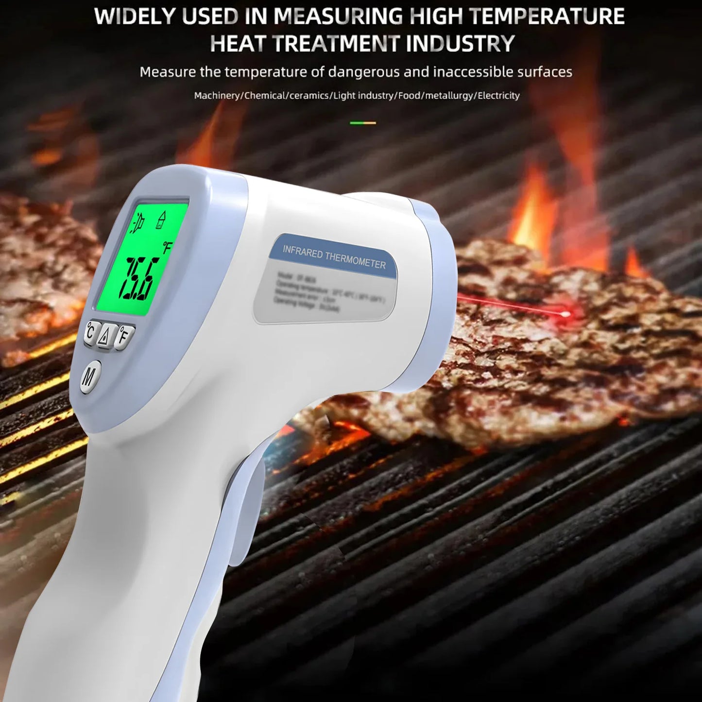 Non-contact Infrared Thermometer High Temperature Meter Probe Laser Pyrometer Suitable temperature of industrial objects