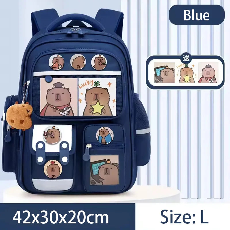Capibara Student Schoolbag, Large-capacity Children Backpack.Girl Boy Kids Back To School Book Bags