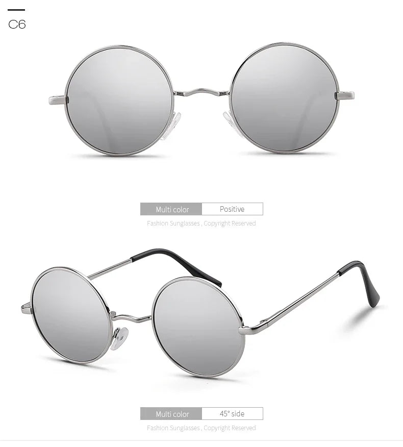 Trendy Round Polarized Sunglasses High Quality Brand Design Vintage Party Men Circle Small Frame Women Yellow Shades Sun Glasses