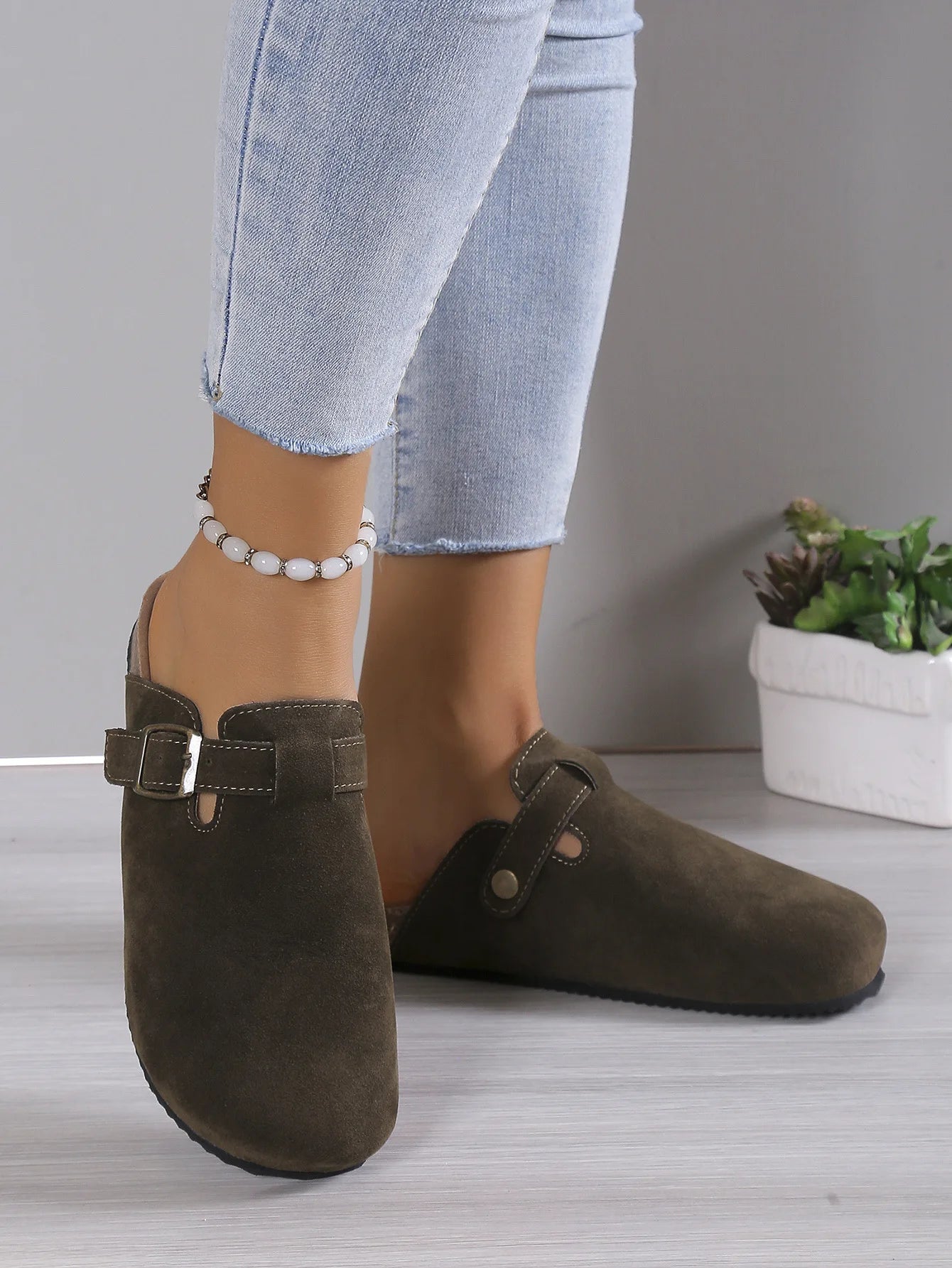 Cork Footbed Slippers For Women Men Fashion Clogs Leather Mules Female Home Street Shoes With Arch Support Indoor Outdoor Slides