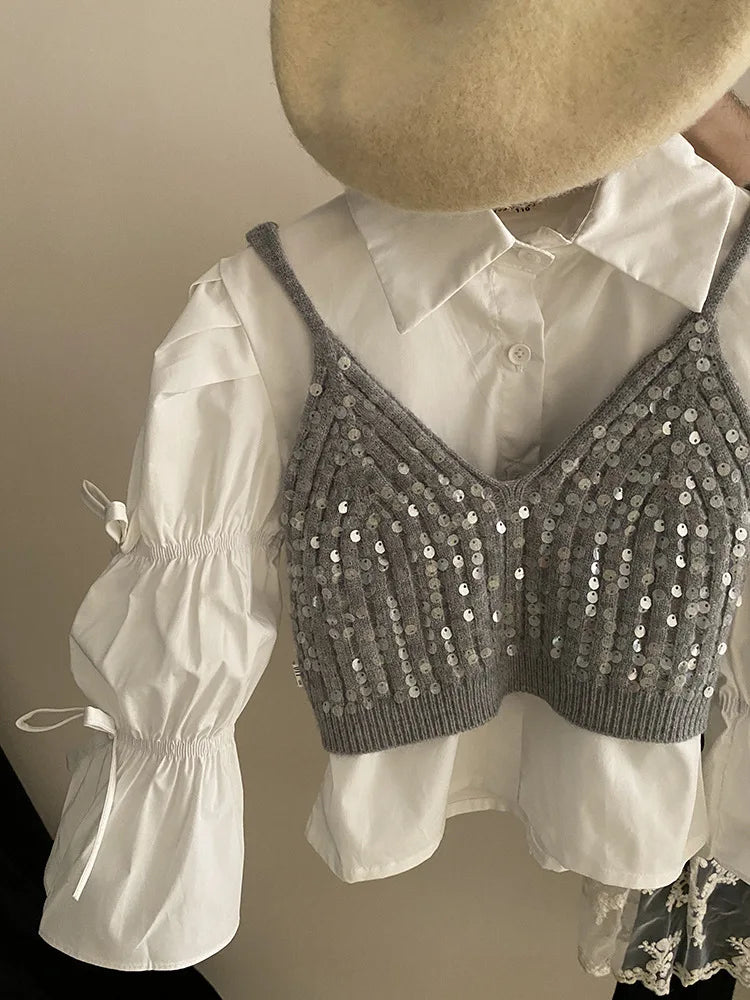 Fashion Baby Girl Ruffled Bow Shirt+Sequins Vest+Pant 3PCS Infant Toddler Child Clothes Set Spring Autumn Baby Clothes 1-12Y
