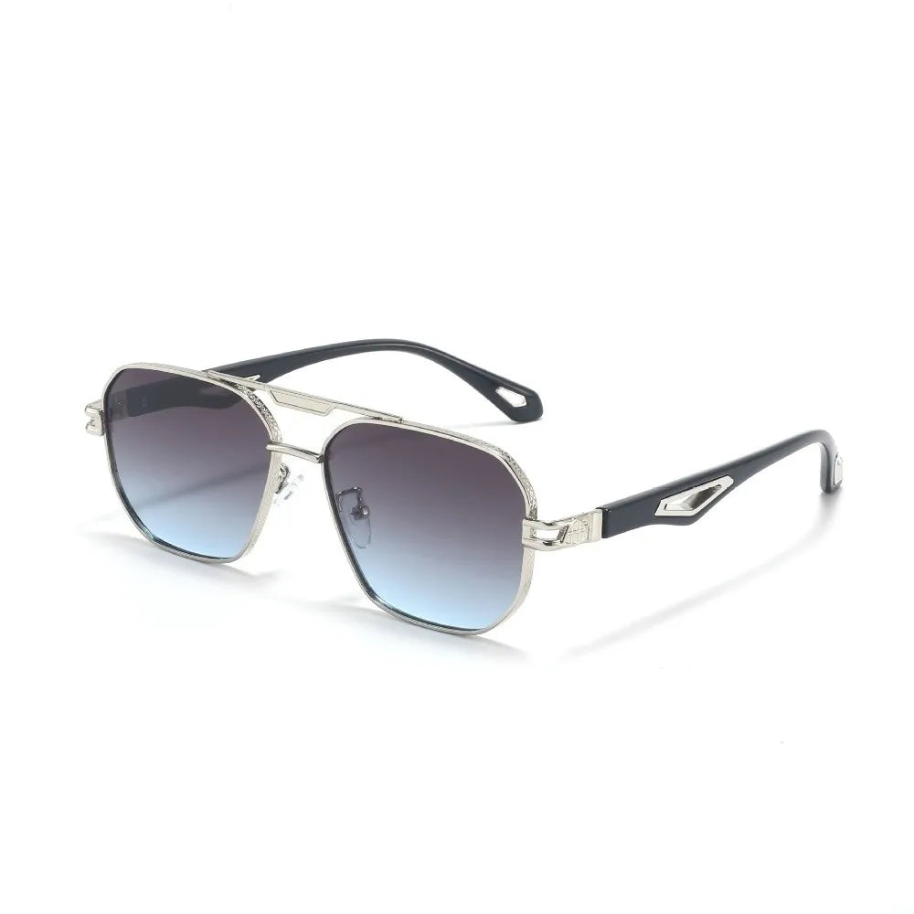 Retro Double Bar Sunnies Square Frame Sunshade Eyewear Unisex Polarizing Lens Sunglasses PC Decorative Anti-UV Glasses Summer
