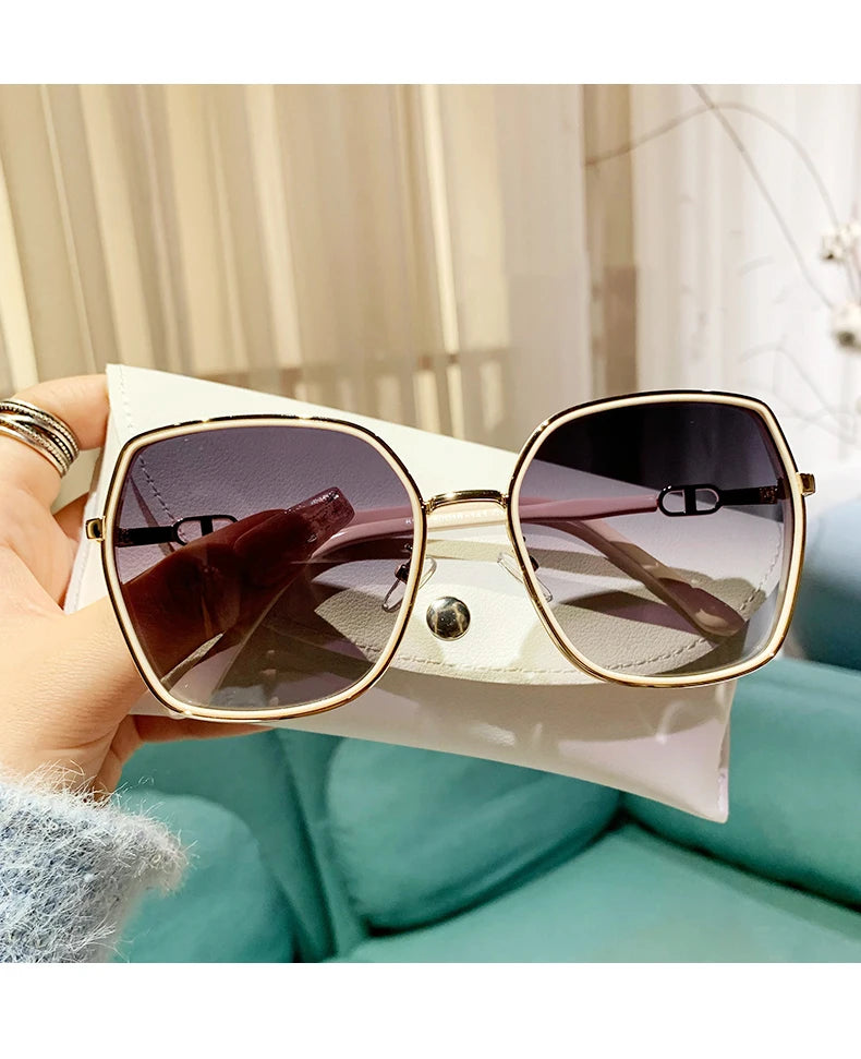 New Fashion Polarized Sunglasses Women UV400 Gradient Lens Sun Glasses Oversized Retro Square Luxury Brand Oculus