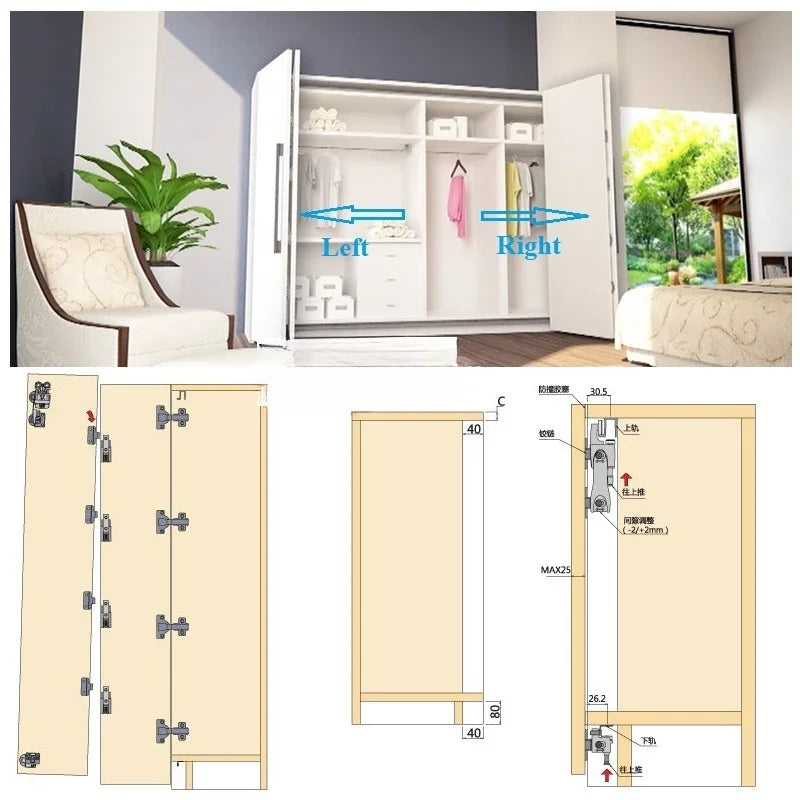 Sliding Bi-fold Folding Door Hanging Wheel Roller Hinge Replacement Parts