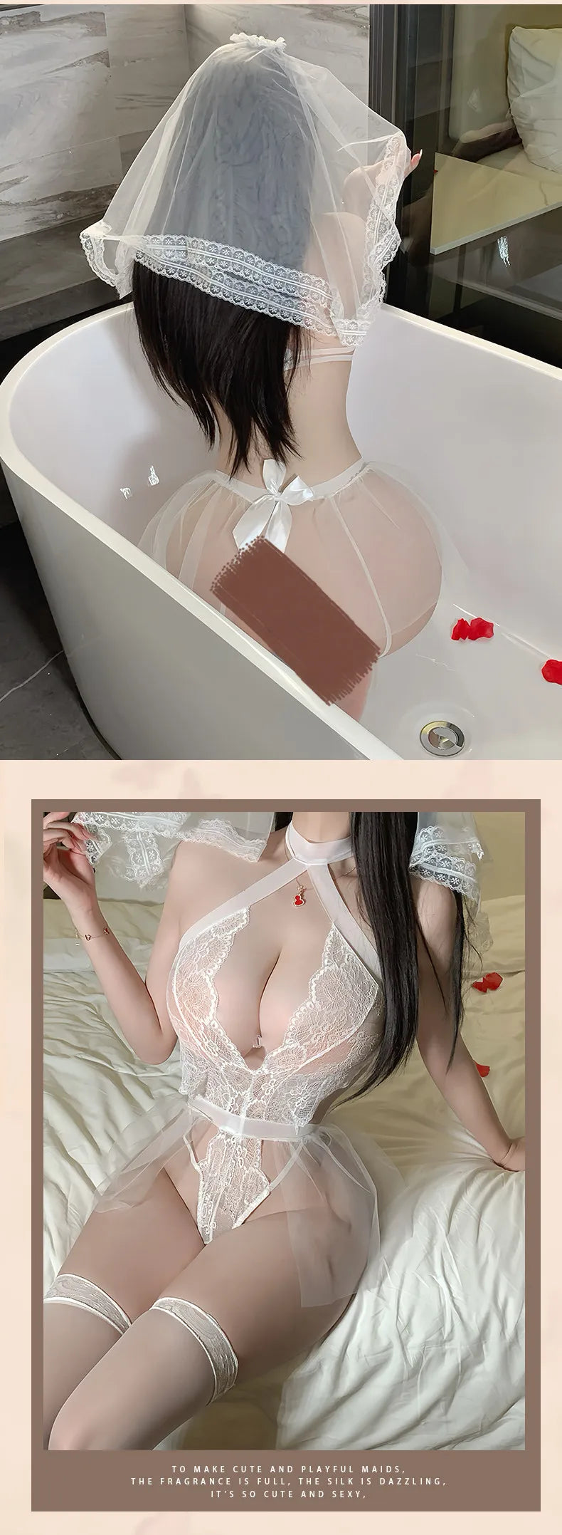 Lingerie Wedding dress lingerie uniform pure desire no need to take off pajamas sexy transparent mesh set sexy women's costume