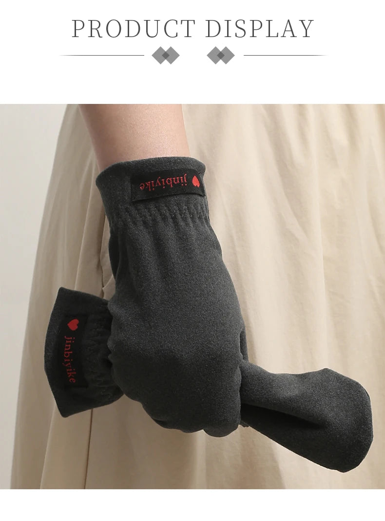 Mittens male warm cycling driving cold students windproof elastic winter thin velvet lovers all refer to female Half round glove
