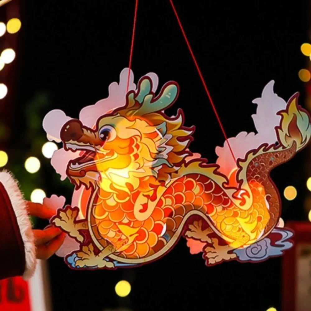 Luminous Mid-Autumn Dragon Dance Lantern DIY Craft Cartoon Chinese Style Dragon Lamp Festival Creativity Handheld Dragon Lantern