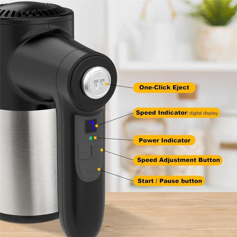 M12K-Cordless Hand Mixer,Digital Display 7 Speed Rechargeable Electric With 4 Stainless Steel Attachments,For Baking,Eggs